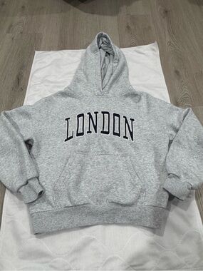 H&M Gray 'LONDON' Crewneck Hoodie Kids Girls Boys Size 12-14